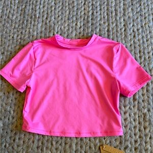 SKIMS NWT Cropped Swim Top in Pink Taffy Size M TSH 0746